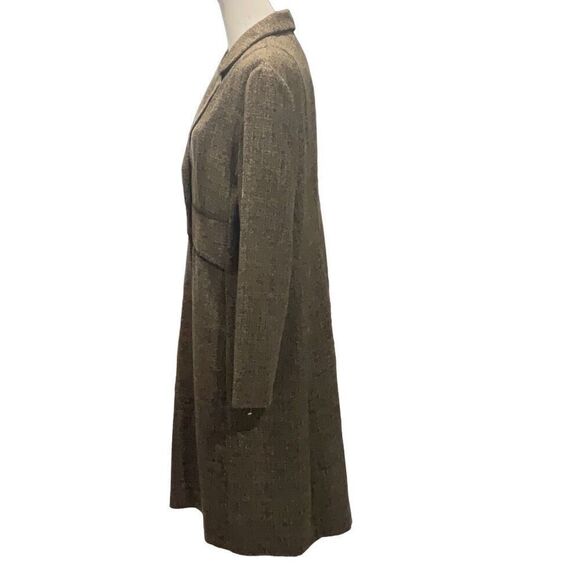 Danny & Nicole Brown Tweed Overcoat Collared Three Button Shoulder Pads Size 16 - Picture 4 of 6